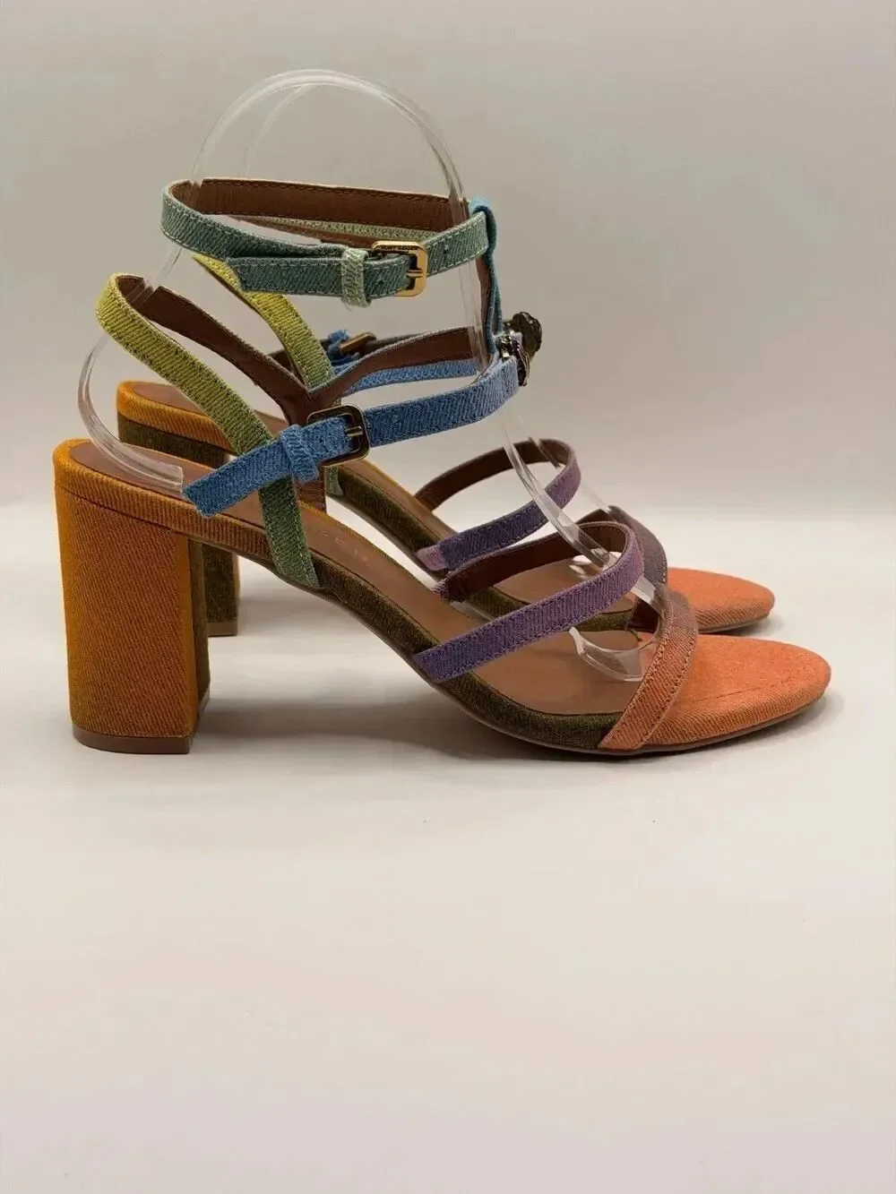 KURT GEIGER LONDON Women's Hampton Gladiator Colorful Strap Heel Sandals Sz 8
